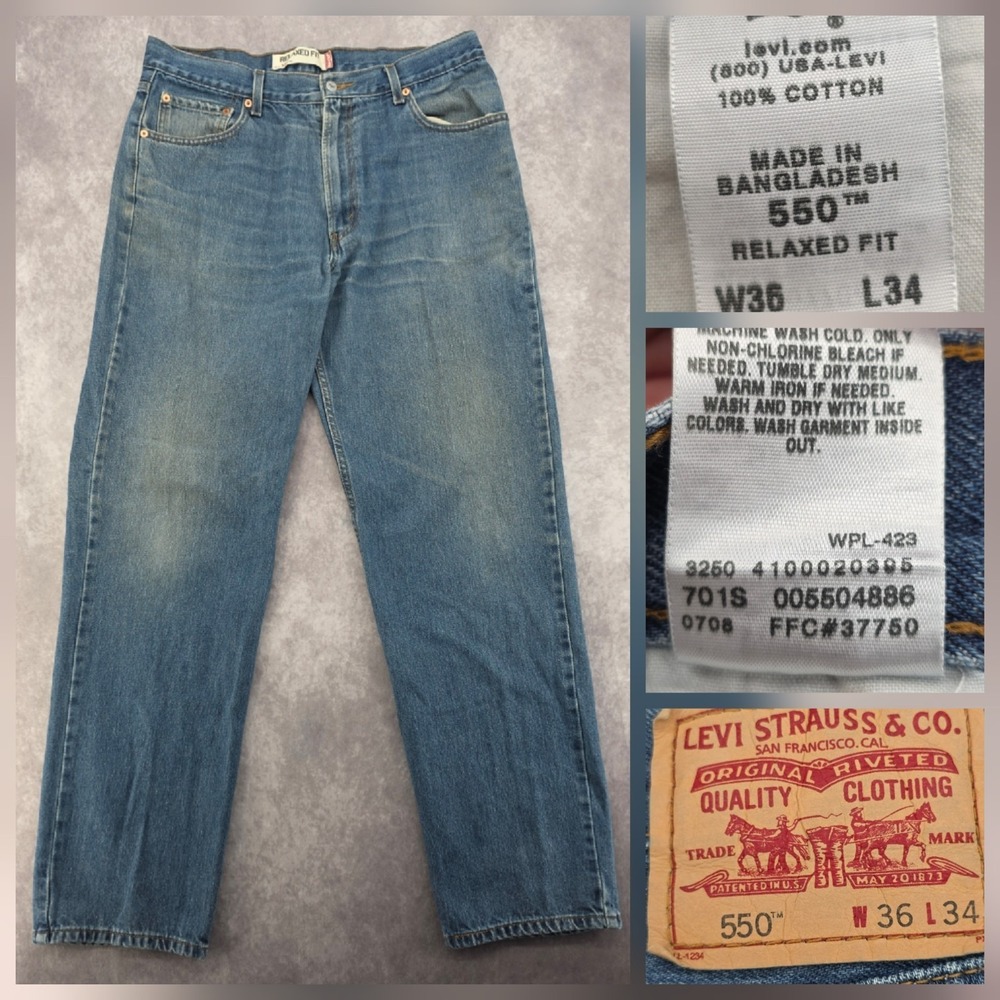 Y2K Levi's 550 Relaxed Fit Jeans Men's 36x34 Blue Denim Fits (36x33)
